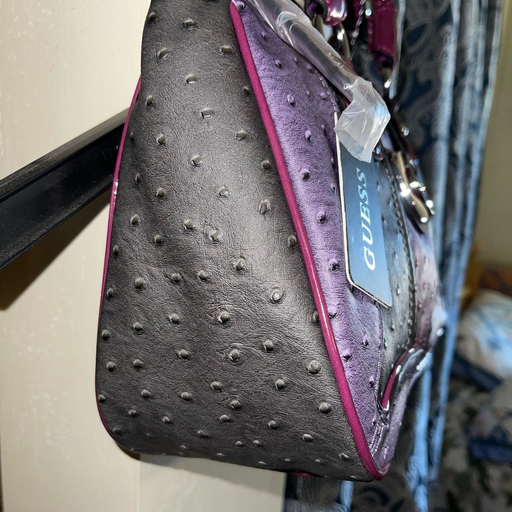 GUESS Women's Vintage Handbag - Black, Wine, Purple - Large G Logo - Picture 6 of 11